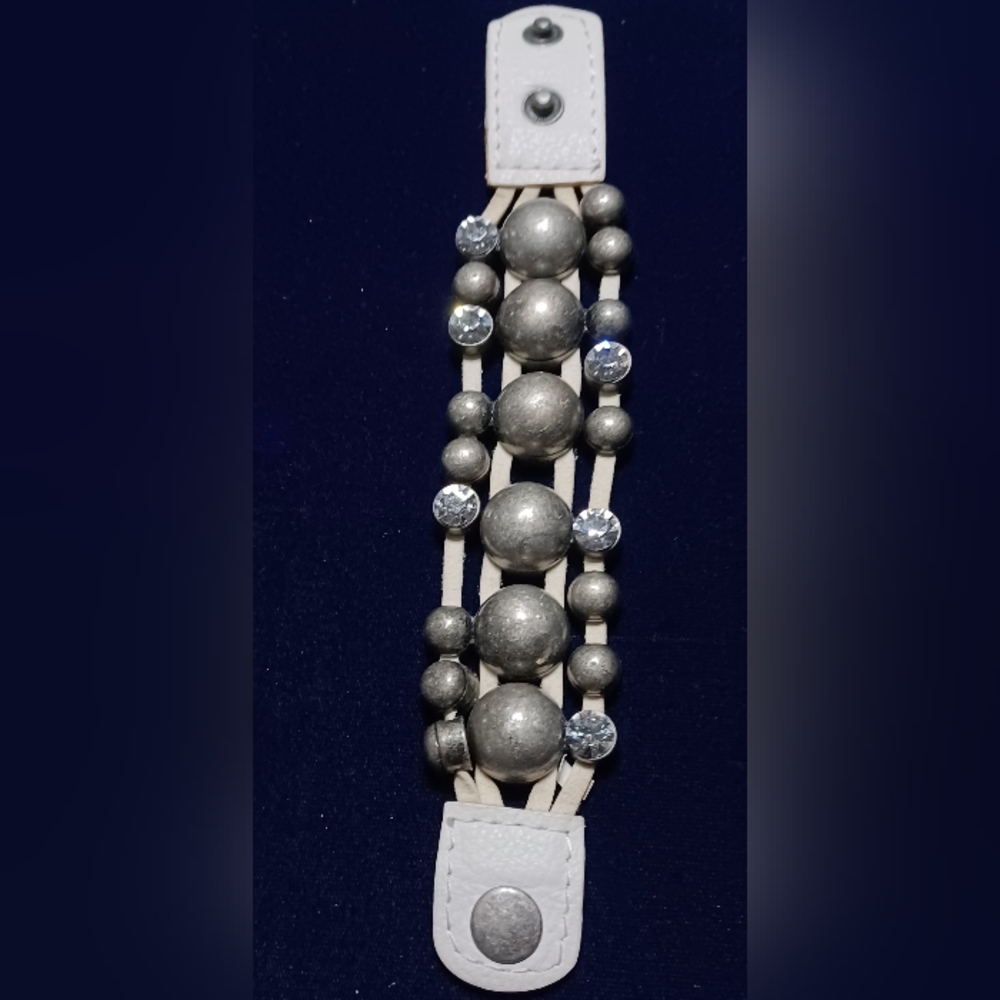 Leather/metal/stone Bracelet